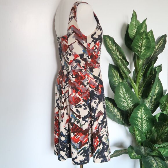 Maeve Anthropologie Artsy Abstract Print Fit & Flare Dress Tencel Stretch S - Picture 9 of 16